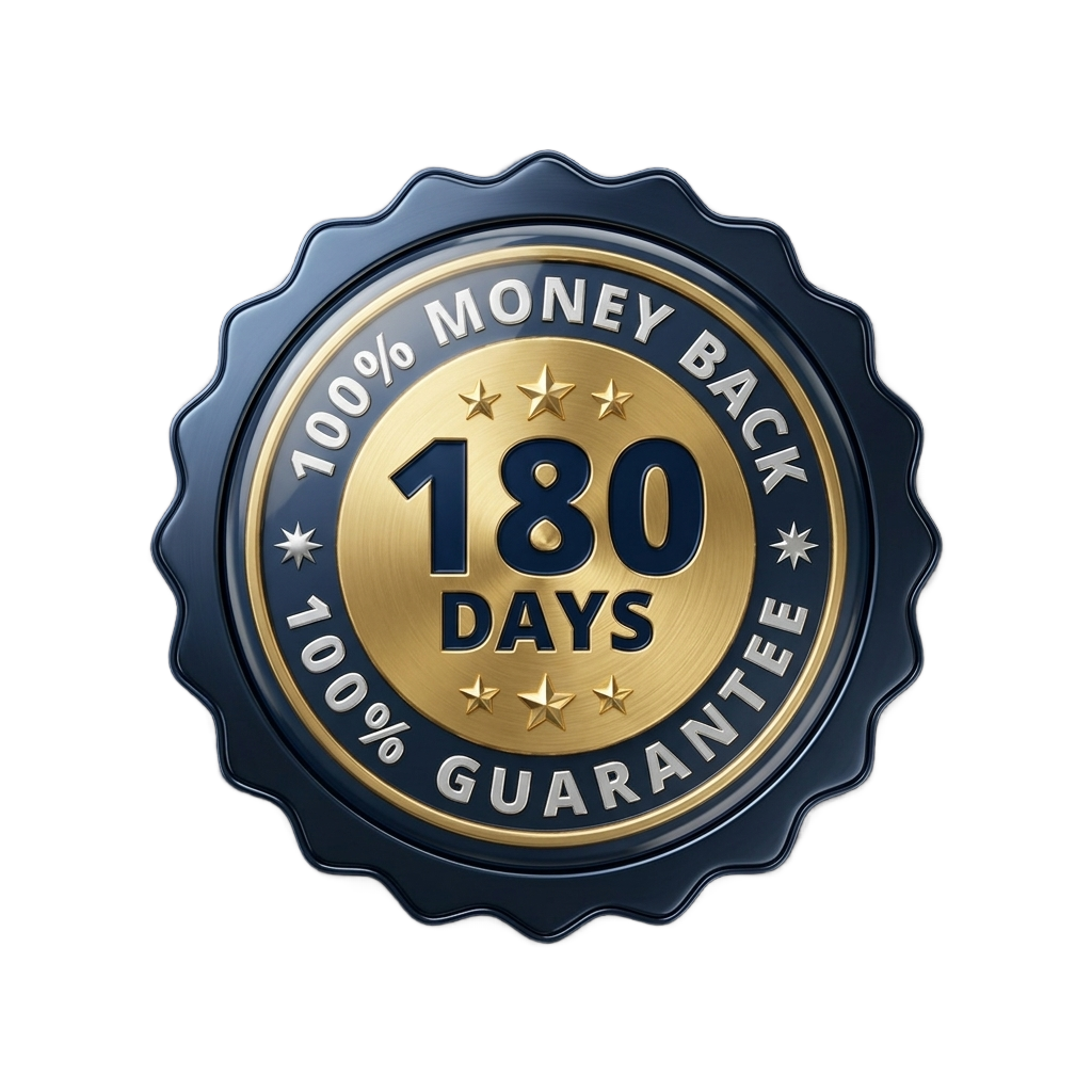 Neuro Serge 180-day 100% money-back guarantee badge